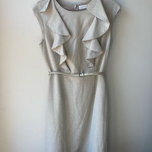 Calvin Klein khaki belted work dress